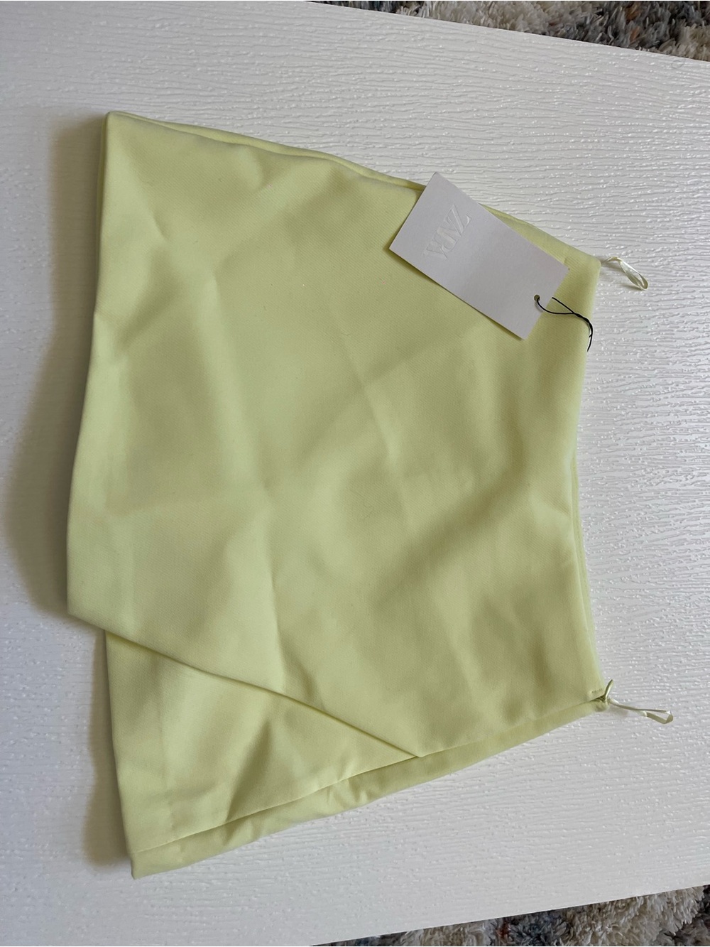 Zara Pale Yellow Asymmetrical Mini Skirt